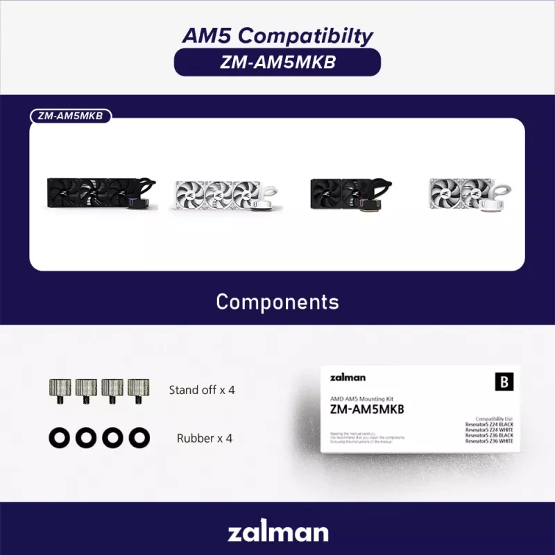 Montagekit ZALMAN ZM-AM5MKB für AMD-Prozessoren, Sockelkompatibilität für AM5/AM4-Mainboards