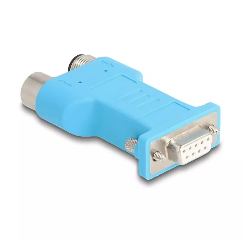 DELOCK D-Sub 9 Buchse auf 2× M12 5-polig A-codiert CAN-Bus-Splitter 180° blau