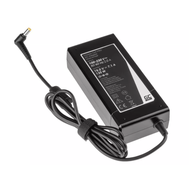 Adapter Green Cell AD102P universal 135 W, 19 V, 7,1 A, schwarz, für Laptops