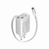 CANYON Ladegerät OnCharge 65RC mit integriertem USB-C-Kabel 65W, 1x PD, 1x QC, EU-Stecker, Weiß