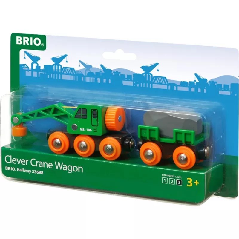 Wagon BRIO Clever Crane Wagon Lift and Load Schwarz Grün