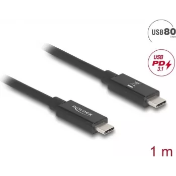 USB-Kabel DeLOCK 81211 1 m USB-C Schwarz 80 Gbit/s
