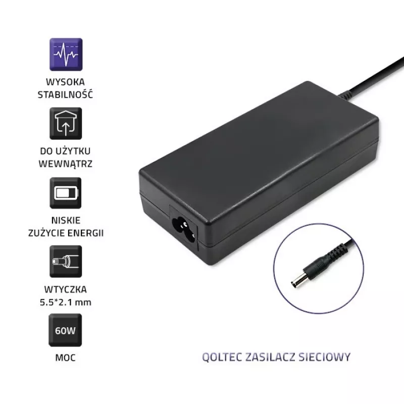 Netzteil Qoltec 50797 Innenbereich Schwarz Laptop 1,16 m Kabel