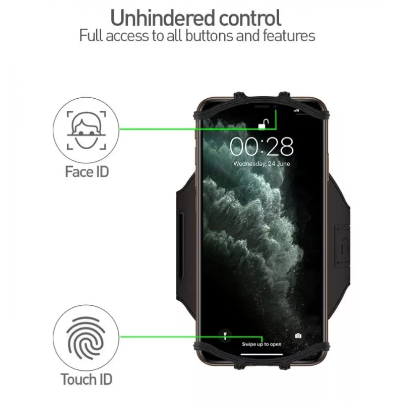 Armband Tellur A100 Schwarz verstellbare Passform für Smartphones — Sportarmband, Universalgröße