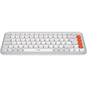 Logitech POP Icon Keys - Tastatur - Kabellos - Bluetooth LE - QWERTY - US International - Off White, Orange (920-013072)
