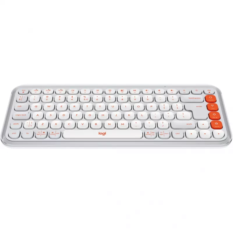 Logitech POP Icon Keys - Tastatur - Kabellos - Bluetooth LE - QWERTY - US International - Off White, Orange (920-013072)