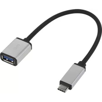 Renkforce RF-4888284 USB-Kabel 0,15 m 3.2 Gen 1 (3.1 Gen 1) USB-C USB-A Schwarz - Silber (RF-4888284)