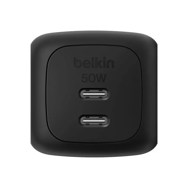 Indoor AC-Schnellladegerät Belkin WCH019kqBK — 2× USB‑C, Schwarz, OVP/OC/OT/SC-Schutz