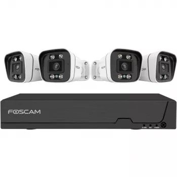 Foscam FNA108E-B4-2T Videoüberwachungssystem Weiß 4x 4K PoE Bullet-Kamera, 1x 8-Kanal NVR