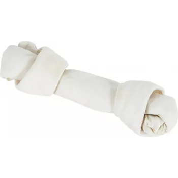 Dental-Kauknochen ZOLUX Knotted White Bone 140 g — fester Rinder-Kauartikel für mittelgroße Rassen (250 mm)
