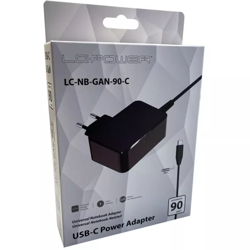 Indoor-Ladegerät LC-Power LC-NB-GAN-90-C Laptop Schwarz AC 220-240V