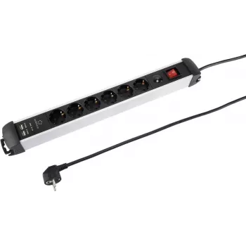 Steckdosenleiste Renkforce 1342224 — 6-fach schwarz/silber mit Schalter