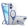Schutzhülle Torras Ostand Spin für iPhone 16 – Blau, schlankes Profil, kabelloses Laden kompatibel