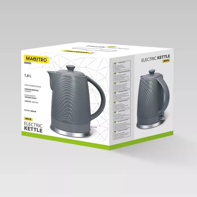 Wasserkocher Maestro MR-078, 1,8 L Fassungsvermögen, grau