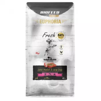 EUPHORIA Fresh Junior Medium & Large dogs Pute mit Kaninchen - Trockenfutter für Hunde - 12 kg