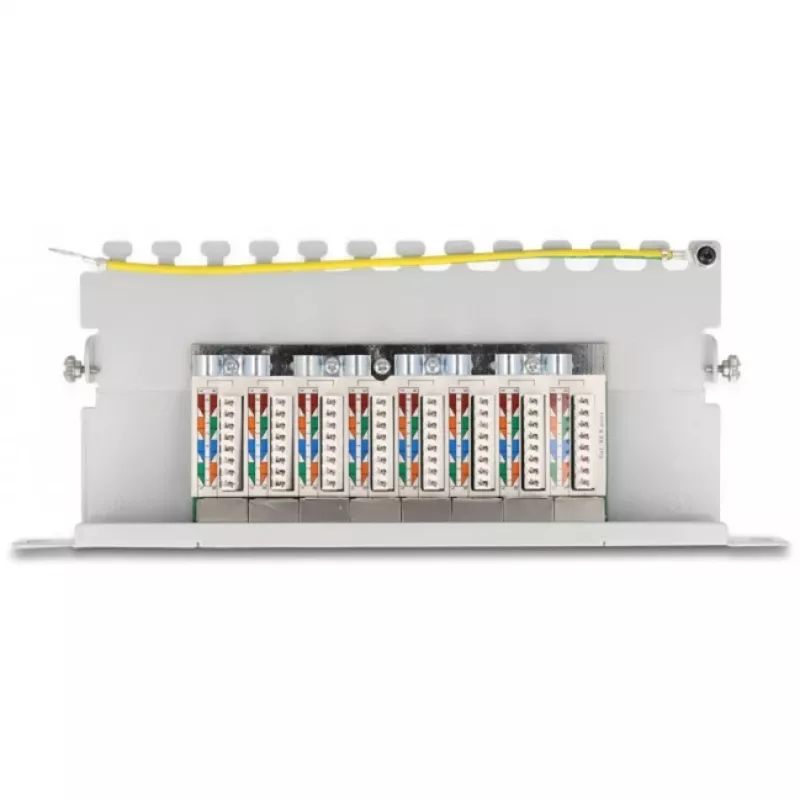 DeLOCK 10 Zoll Patch Panel, 8 Port, Kat.6A, 0,5HE, grau, Metall