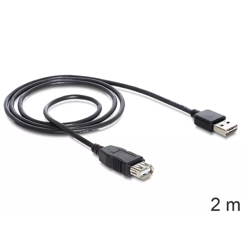 USB-Kabel DeLOCK EASY-USB 2.0-A 2m Schwarz
