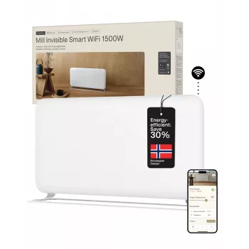 Mill WiFi Panel Heater | PA1500WIFI4A | Panel Heater | 1500 W | Geeignet für Räume bis 22 m² | Weiß | IPX4