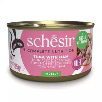 SCHESIR in Gelee Thunfisch mit Schinken - Nassfutter für Katzen - 85 g