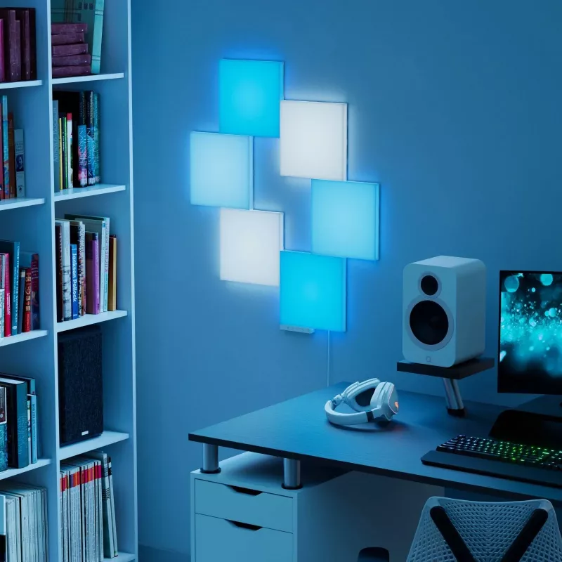 LED-Panelleuchte Nanoleaf N8100K02-6BS – Quadratisch RGB, 6 Stk., AC 100–240 V, Wandmontage