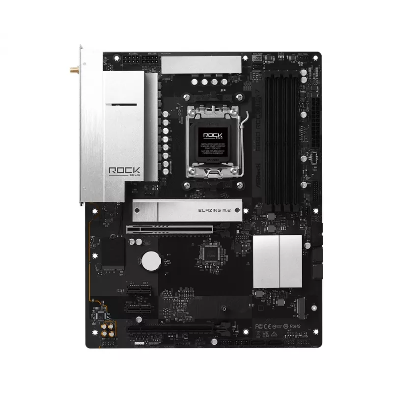 ASRock B850 Rock WiFi 7 Motherboard, AMD-Sockel AM5, ATX, DDR5, Wi-Fi 7