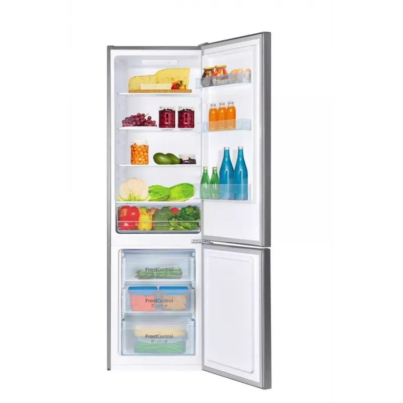Kühl-Gefrierkombination AMICA FK2525.4UNTX(E) freistehend 250L, silber, Gefrierfach unten, R600a