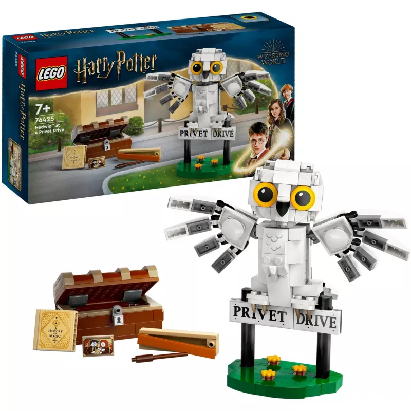 LEGO Harry Potter baubares Hedwig-Modell am Ligusterweg 76425 — 337 Teile, 100 mm Höhe, empfohlenes Alter ab 7 Jahren