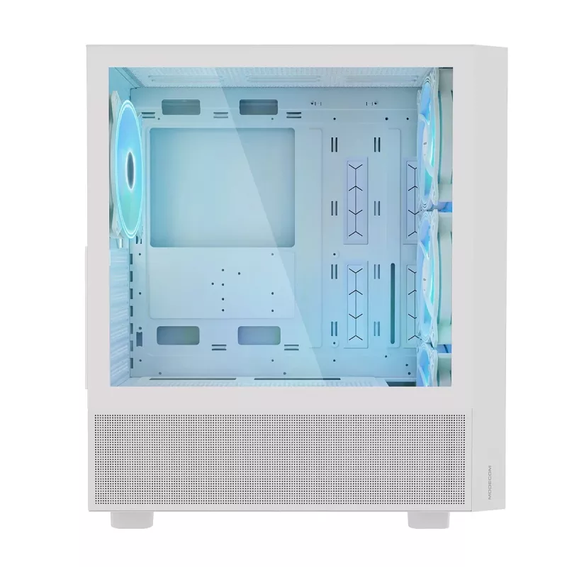 PC-Gehäuse MODECOM BREEZE ARGB Flow MIDI Schwarz — ATX, 3x140mm Front + 1x140mm Rückseite, gehärtetes Glas, USB-C