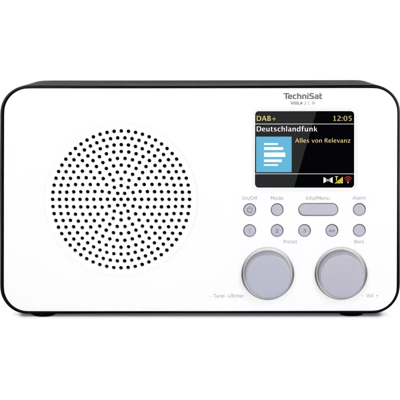Internetradio TECHNISAT VIOLA 2 C IR — Analoger & digitaler Tuner, DAB+/FM, Wi‑Fi, 3 W, 2,4 Zoll TFT, 3,5 mm, Schwarz/Weiß