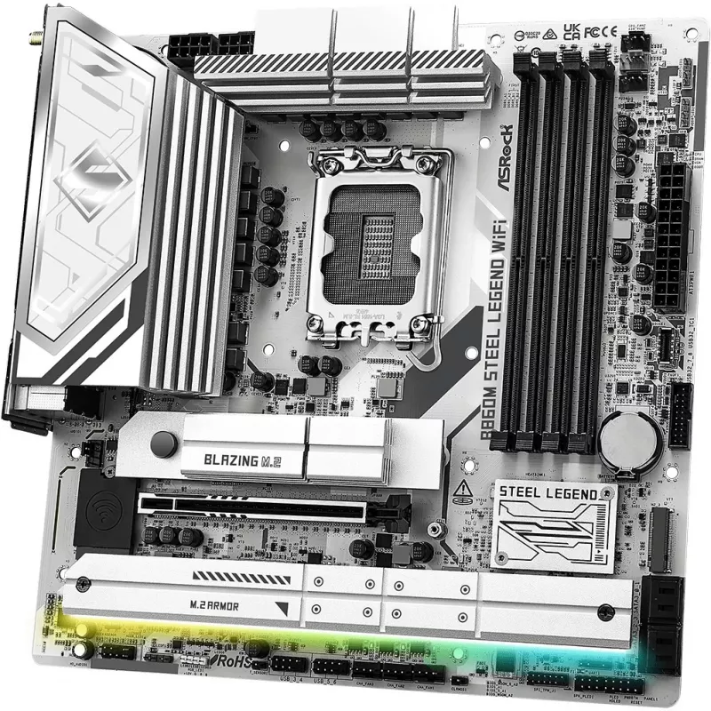 Mainboard ASRock B860M Steel Legend WiFi — Intel B860, LGA 1851, micro‑ATX, DDR5, 4 DIMM, Wi‑Fi 6E, 2.5GbE