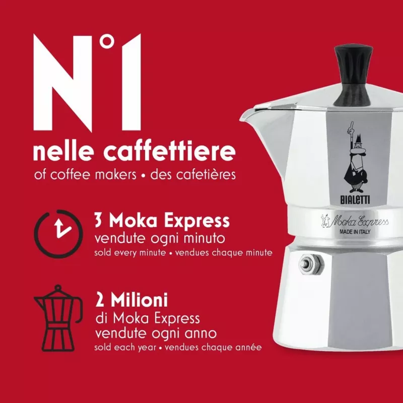 Bialetti Moka Express Moka-Kanne 0,06 L Aluminium, Schwarz