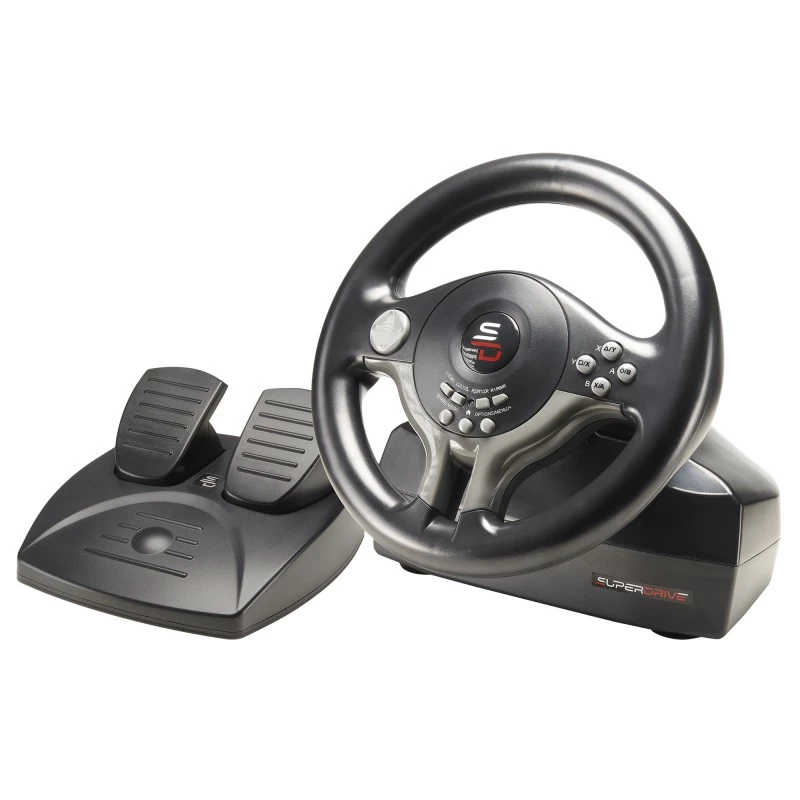 Lenkrad + Pedale Subsonic SV200 Schwarz Grau USB 180°-Rotation