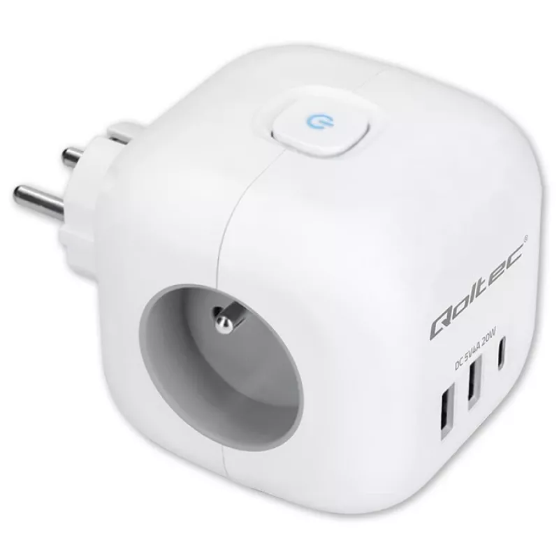 Steckdosenleiste QOLTEC 52548 mit 3× AC-Steckdosen und USB-Anschluss