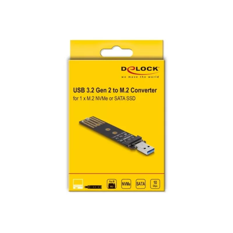 DeLOCK Combo-Konverter für M.2 NVMe PCIe oder SATA SSD USB 3.2 Gen 2 Schwarz