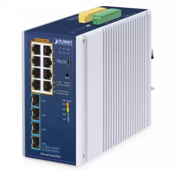 Managed Switch PLANET IP30 8-Port L2/L4 Gigabit Ethernet Aluminium Blau
