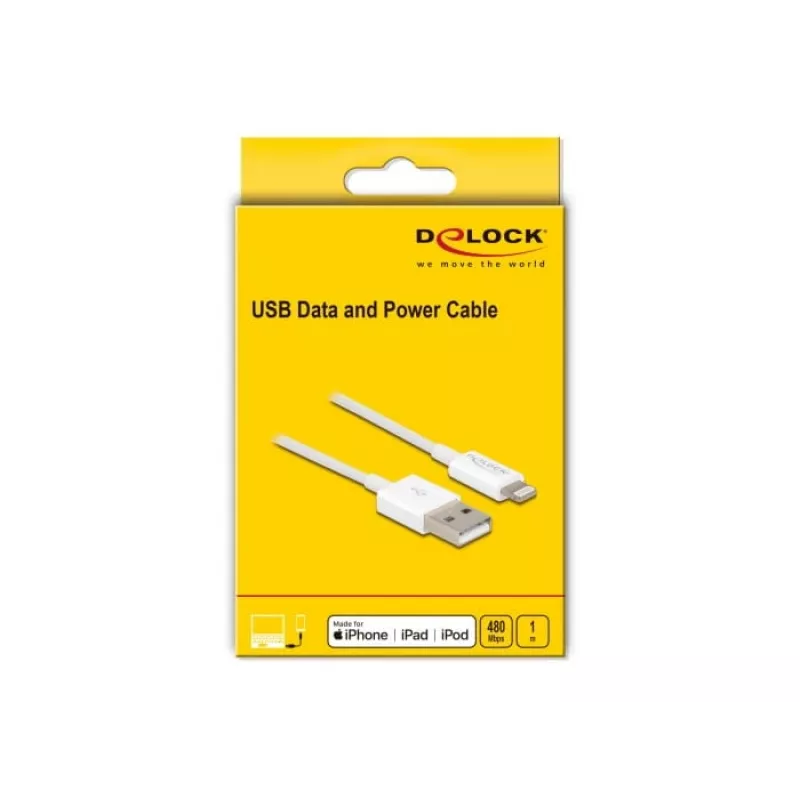 USB-Daten- und Ladekabel DeLOCK 83000 für iPhone iPad iPod weiß 1 m