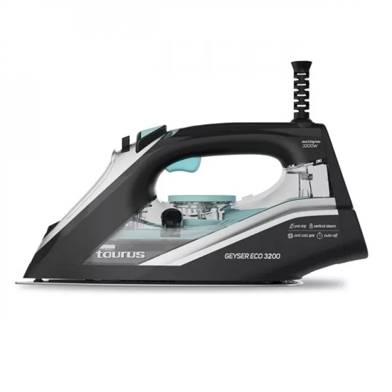 Trocken- & Dampfbügeleisen Taurus Geyser Eco 3200 W, 220 g/min Dampfstoß, eloxierte Bügelsohle, schwarz