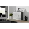 Sideboard Cama Meble UNI grau/weiß Hochglanz, 2 Türen, 2 Einlegeböden, 1320×380×920 mm
