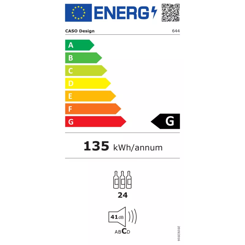Caso | Weinkühlschrank | WineComfort 24 | Energieeffizienzklasse G | Vitrine | Flaschenkapazität 24 Flaschen | Kühltyp Kompressortechnologie | Schwarz