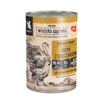 WIEJSKA ZAGRODA Kätzchen Truthahn mit Huhn - Nassfutter für Katzen - 400 g