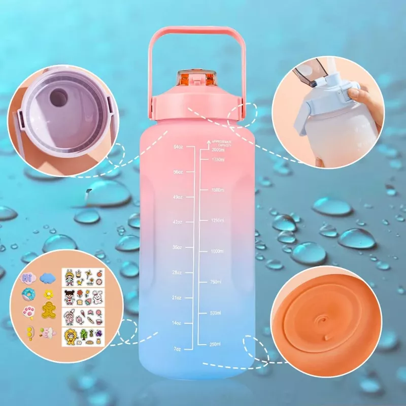 Extralink Motivationsflasche, 2000 ml, Grün-Lila, BUT-190