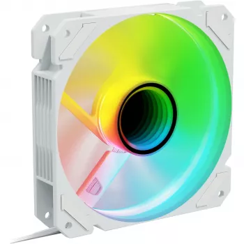 Gehäuselüfter Sharkoon SHARK Mirror RGB PWM REVERSE 120 mm Weiß, 500–1500 U/min, 99,52 m³/h, FDB
