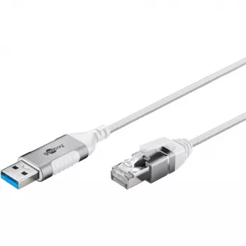 Goobay Ethernet-Kabel USB-A 3.0 auf RJ45 schlank 2 m - verbindet Router, Modem oder (74379)