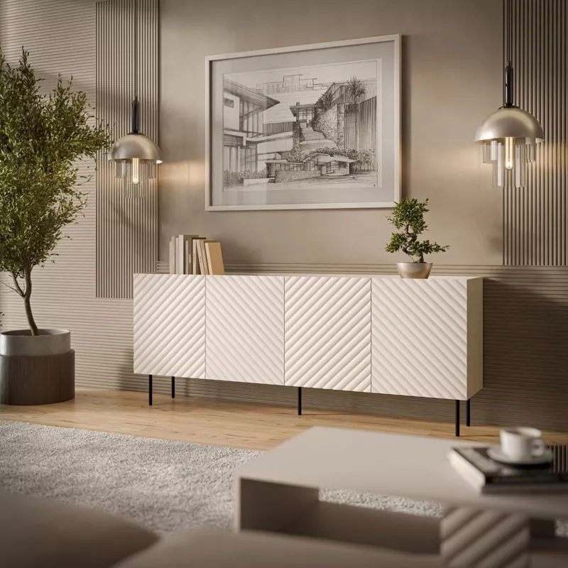 Kommode Cama Meble LUCCA 4D — 200 x 40 x 80 cm, Kaschmir, Spanplatte