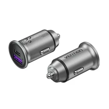 Vention Zwei-Port USB A+A (30+30) Auto-Ladegerät Grau Mini-Stil Aluminiumlegierung Typ