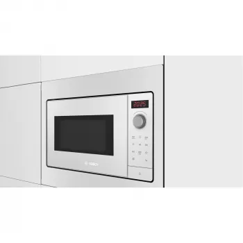 Einbau-Mikrowelle solo Bosch BFL523MW3, 800 W, 20 L, weiß, Touch- und Drehregler