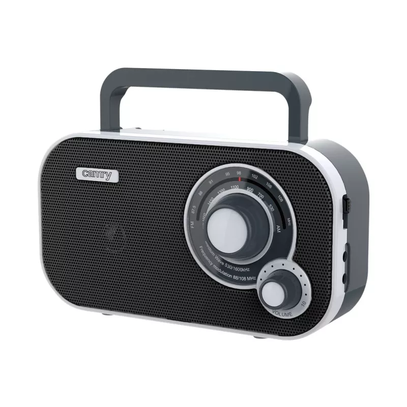 Tragbares Radio Camry CR 1140b — AM/MF, Grau, Netz- oder Batteriebetrieb, kompakt 280×65×113 mm