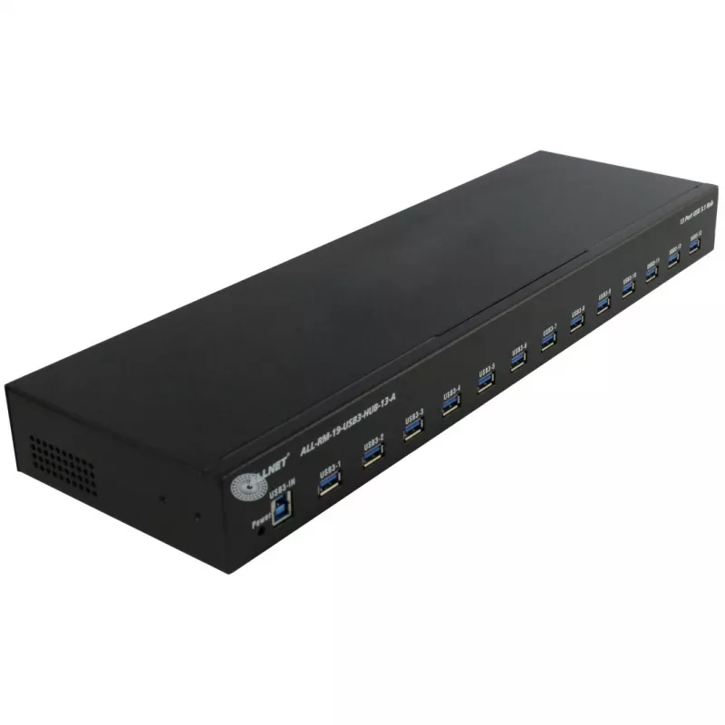 USB-Hub ALLNET ALL-RM-19-USB3-HUB-13-A – 13-Port USB 3.0 Rackmount-Hub, 48,30 cm