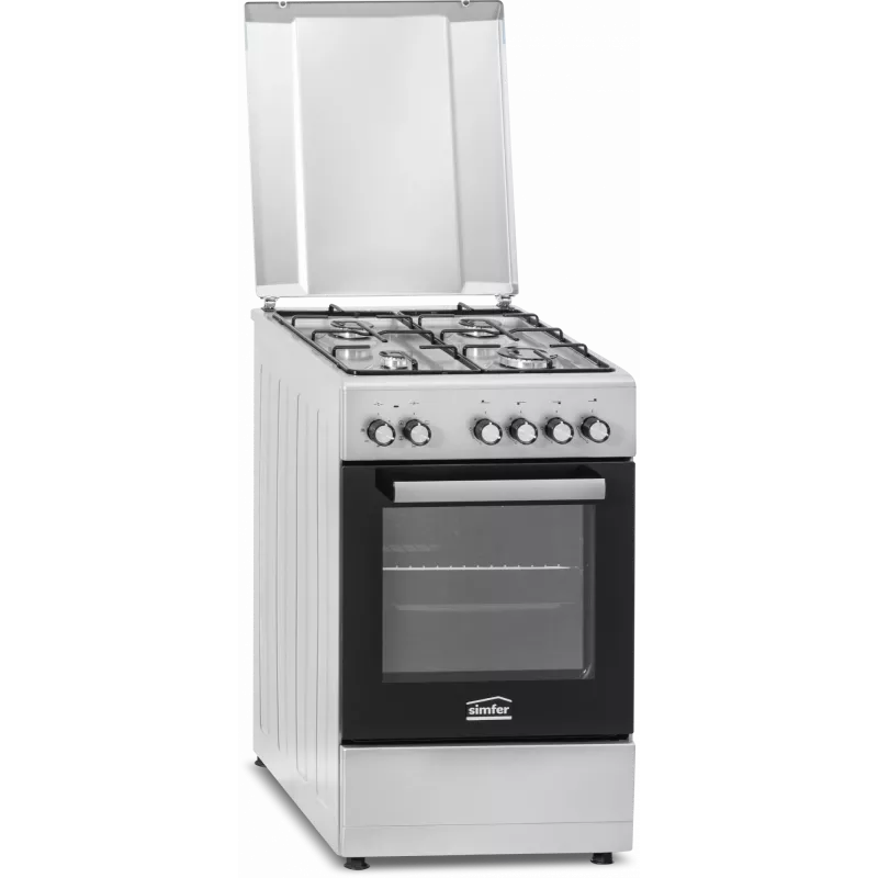 Gaskochfeld und Elektrobackofen SIMFER 5405SERGG, Edelstahl, 4 Zonen, 50 cm