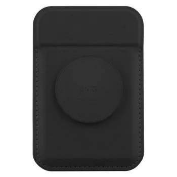 Magnetische Kartenbörse UniQ Flixa — MagSafe-kompatibel, schwarz (Jettschwarz)